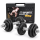 ScSPORTS Činková sada 15 kg s kufrom, liatinové kotúče