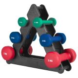 Sada fitness činiek 12 kg s neoprénom a stojanom