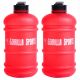 Gorilla Sports Plastová fľaša na pitie, červená, 2 ks