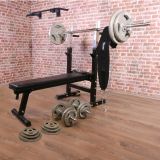 GorillaSports Posilňovacia sklápacia lavica s príslušenstvom