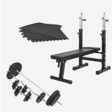 Gorilla Sports Set skladacia lavica, činky 100 kg, podložky